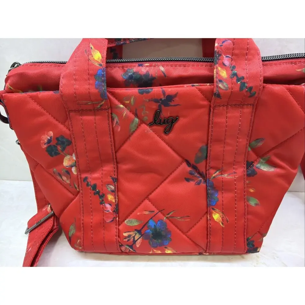 Lug Dory Mini Crossbody Bag Bouquet Red Floral Top Handle Travel Purse NWOT